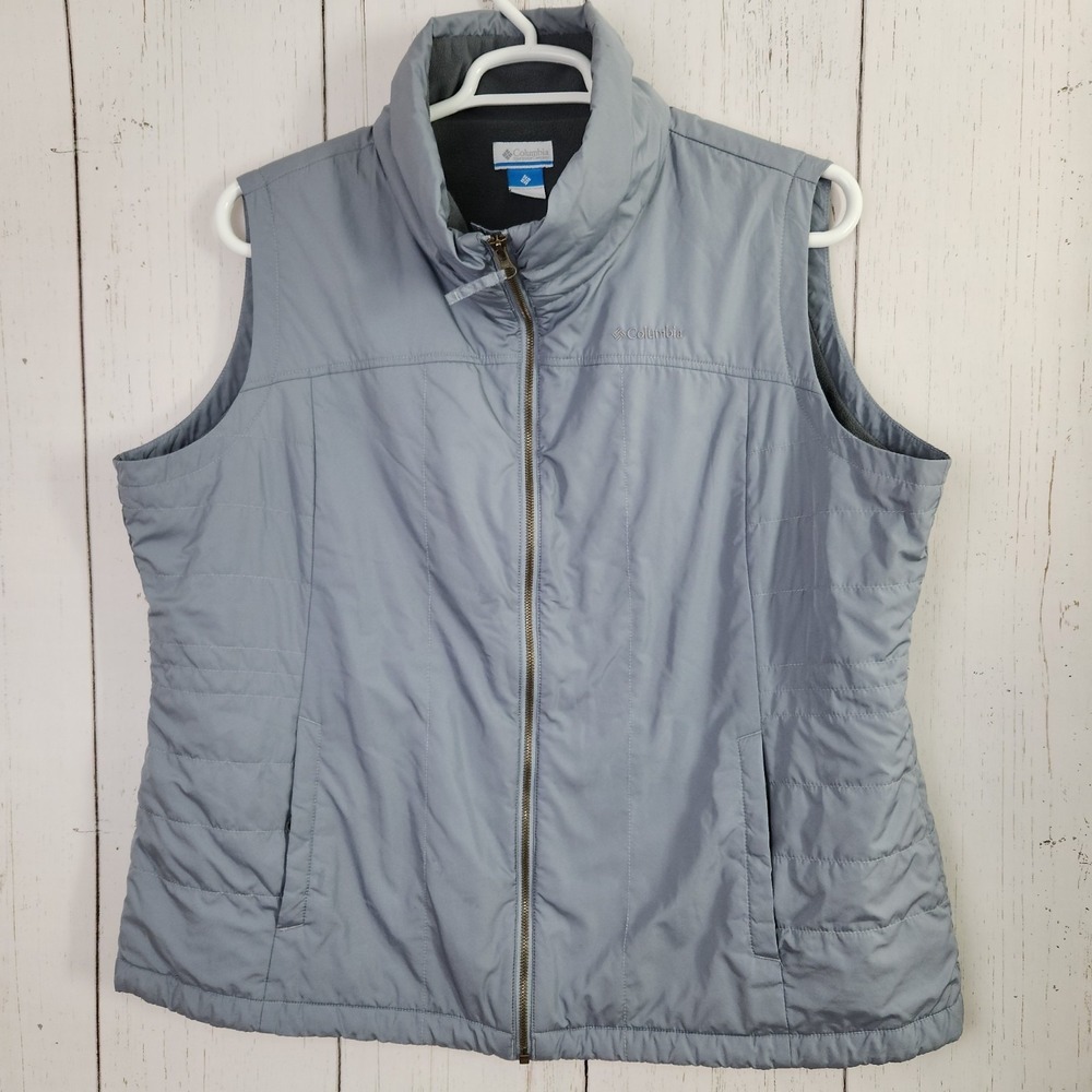 Columbia Vest Womens 2X Gray Full Zip Sleeveless Lightweight Pockets